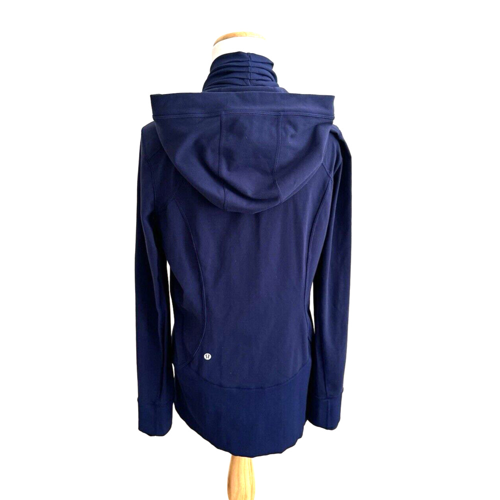 Lululemon Athletica Blue Zip-Front Jacket 10 Hood Long-Sleeve Thumbholes Stretch - Picture 4 of 9